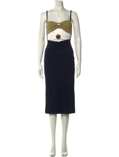 Pre-owned Patbo Square Neckline Midi Length Dress In Multi