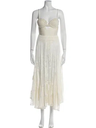 Pre-owned Patbo Square Neckline Midi Length Dress In Neutral