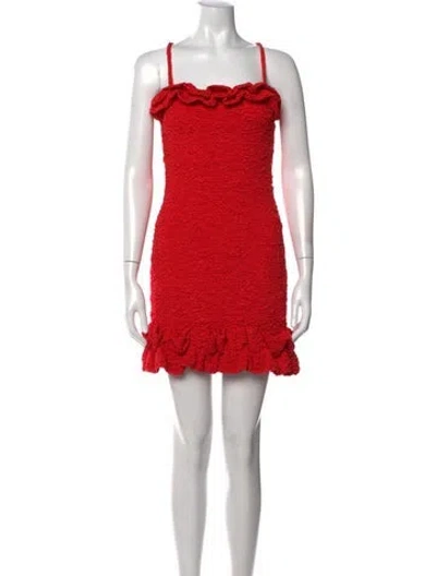 Pre-owned Patbo Square Neckline Mini Dress In Red