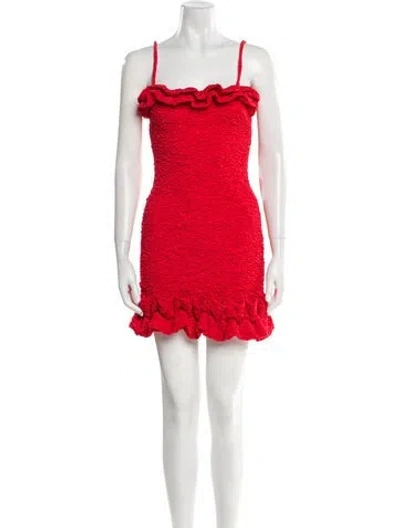 Pre-owned Patbo Square Neckline Mini Dress W/ Tags In Red