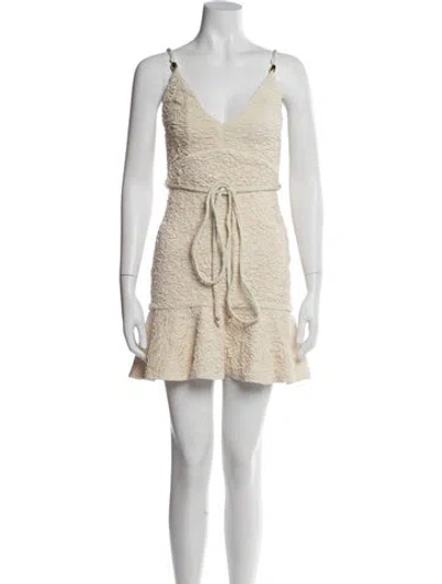 Pre-owned Patbo Square Neckline Mini Dress In White