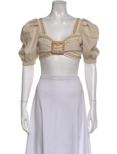 Pre-owned Patbo Square Neckline Short Sleeve Crop Top W/ Tags In Blue