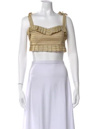 Pre-owned Patbo Square Neckline Sleeveless Crop Top In Blue