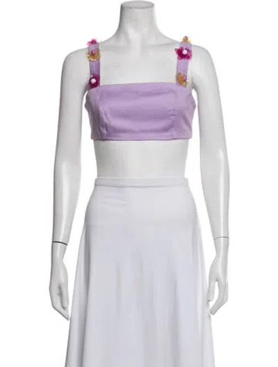 Pre-owned Patbo Square Neckline Sleeveless Crop Top In Blue