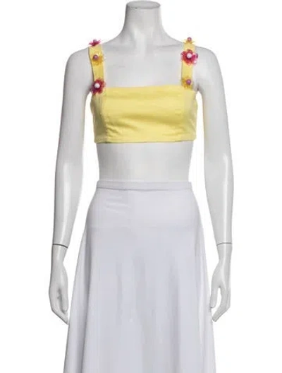 Pre-owned Patbo Square Neckline Sleeveless Crop Top In Blue