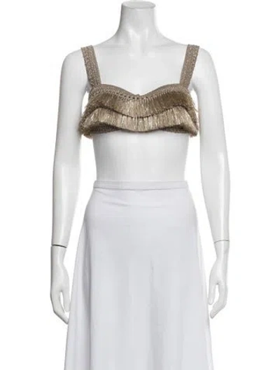 Pre-owned Patbo Square Neckline Sleeveless Crop Top In Metallic/neutrals