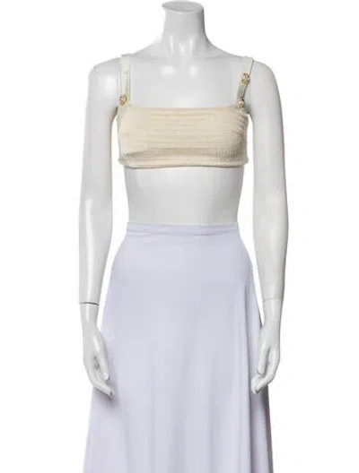 Pre-owned Patbo Square Neckline Sleeveless Crop Top In Neutral