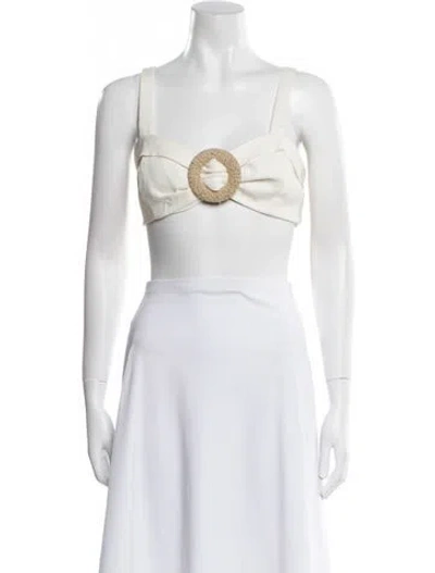 Pre-owned Patbo Square Neckline Sleeveless Crop Top In Neutral