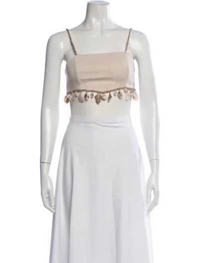 Pre-owned Patbo Square Neckline Sleeveless Crop Top In Neutrals