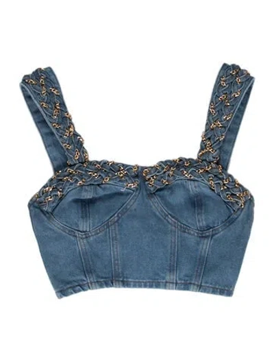 Pre-owned Patbo Square Neckline Sleeveless Crop Top W/ Tags In Blue