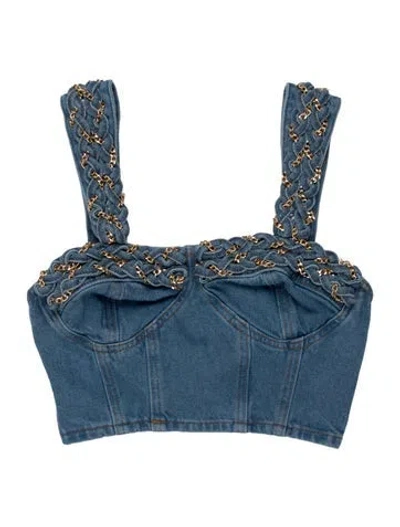 Pre-owned Patbo Square Neckline Sleeveless Crop Top W/ Tags In Blue
