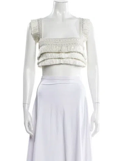 Pre-owned Patbo Square Neckline Sleeveless Crop Top In White