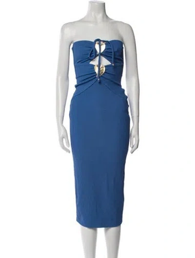 Pre-owned Patbo Strapless Knee-length Dress W/ Tags In Blue