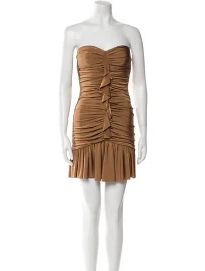 Pre-owned Patbo Strapless Mini Dress In Brown