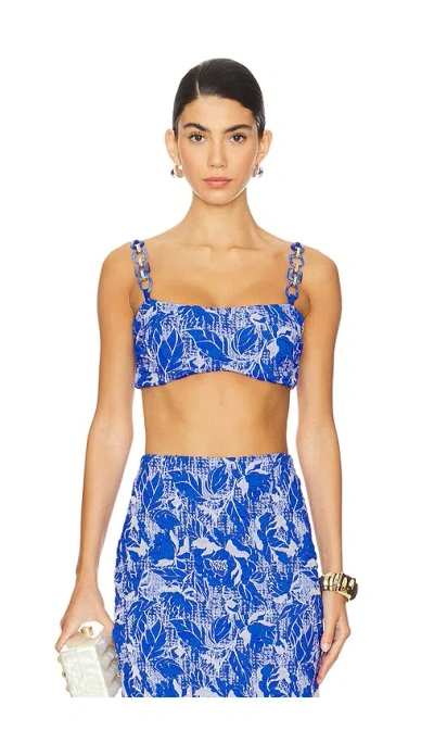 Patbo Stretch Jacquard Cropped Top In Blue