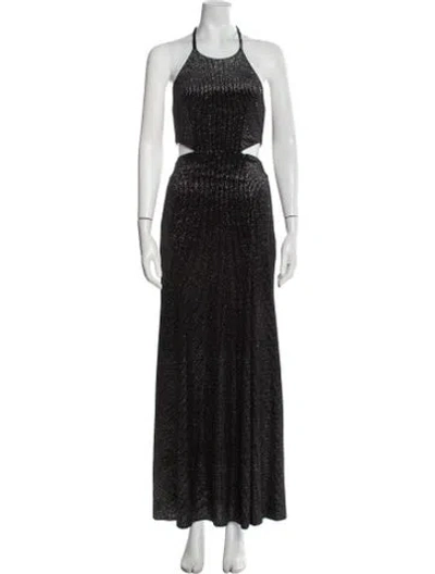 Pre-owned Patbo Striped Long Dress In Black