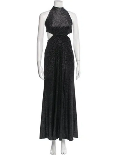 Pre-owned Patbo Striped Long Dress In Black