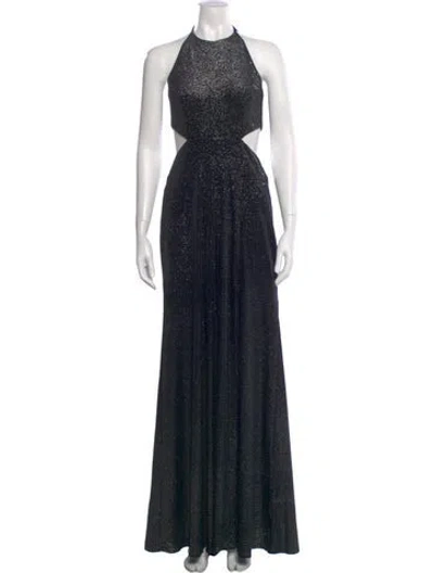 Pre-owned Patbo Striped Long Dress In Black