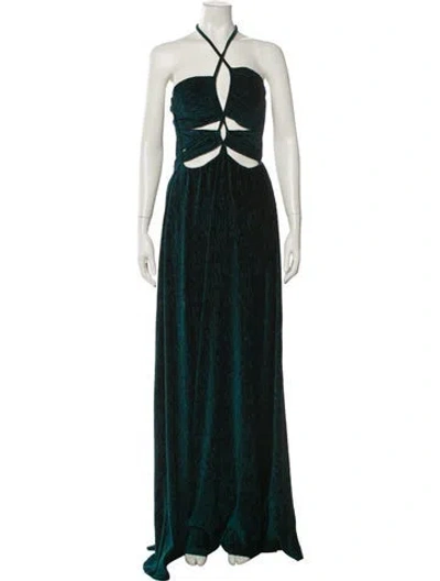 Pre-owned Patbo Striped Long Dress In Green