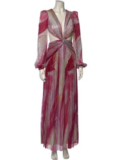 Pre-owned Patbo Striped Long Dress In Pink