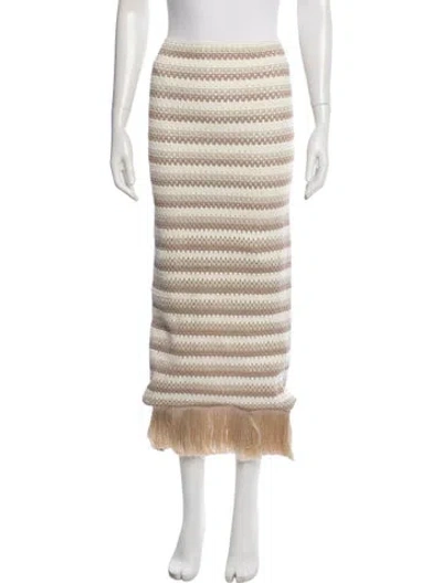 Pre-owned Patbo Striped Long Skirt In Brown