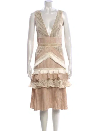 Pre-owned Patbo Striped Midi Length Dress In Neutral