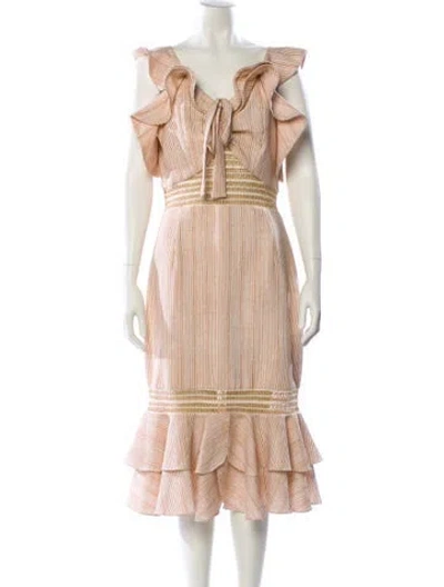 Pre-owned Patbo Striped Midi Length Dress W/ Tags In Neutral