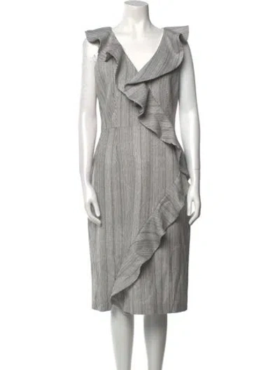 Pre-owned Patbo Striped Midi Length Dress In White