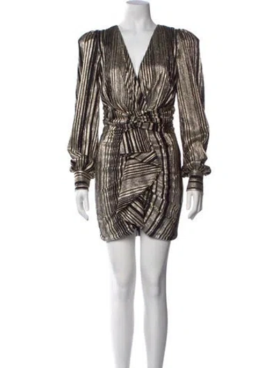 Pre-owned Patbo Striped Mini Dress In Black/gold