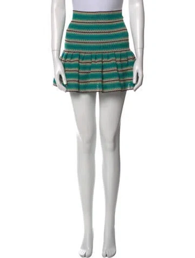 Pre-owned Patbo Striped Mini Skirt In Green