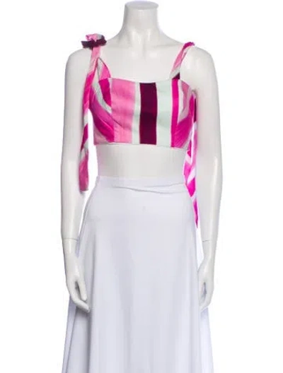 Pre-owned Patbo Striped Square Neckline Crop Top W/ Tags In Pink
