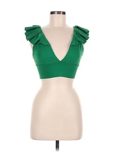 Pre-owned Patbo Tank Top Green Ruffles Neckline Tops