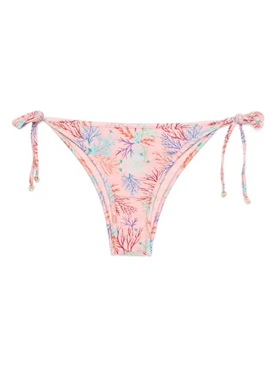Patbo Tie Print Bikini Bottom In Pink