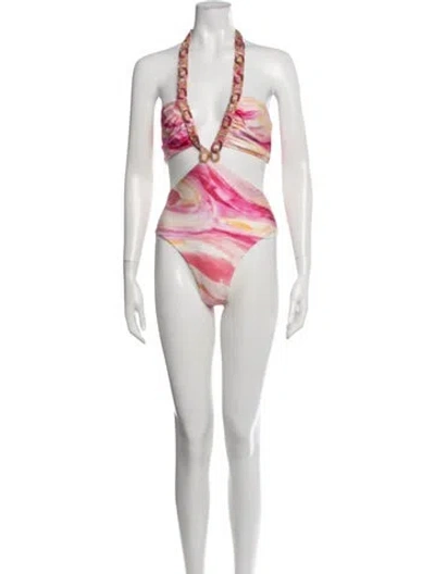 Pre-owned Patbo Tie-dye Print One-piece In Pink