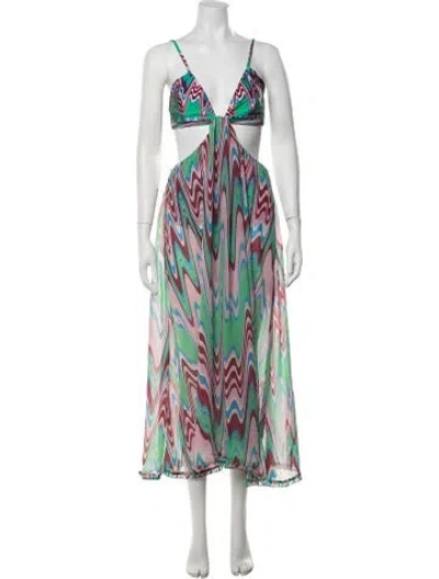 Pre-owned Patbo Tie-dye Print One-piece W/ Tags In Green/purple
