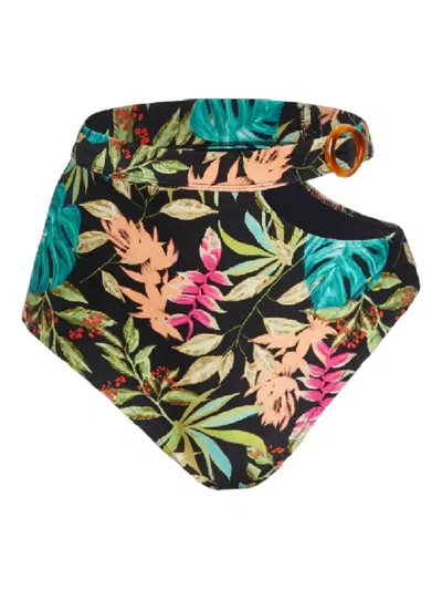 Patbo Tropical High-waisted Bikini Bottom In Black