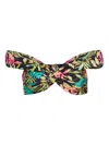 Patbo Tropical Ruffled Bikini Top In Black
