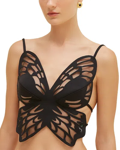Patbo Tulle Butterfly Bikini Top In Black