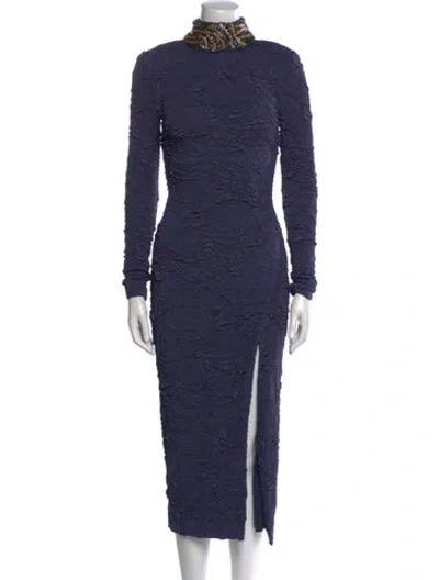 Pre-owned Patbo Turtleneck Long Dress W/ Tags In Blue