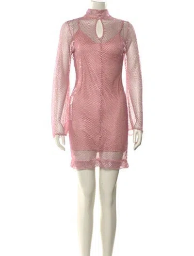 Pre-owned Patbo Turtleneck Mini Dress In Pink