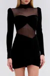 Patbo Velvet And Stretch Tulle Mini Dress