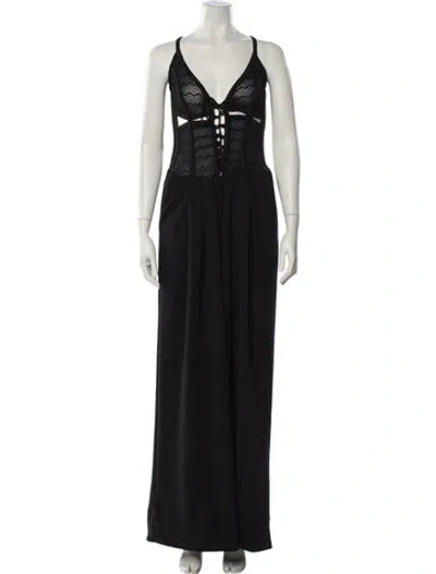 Pre-owned Patbo V-neck Jumpsuit In Black