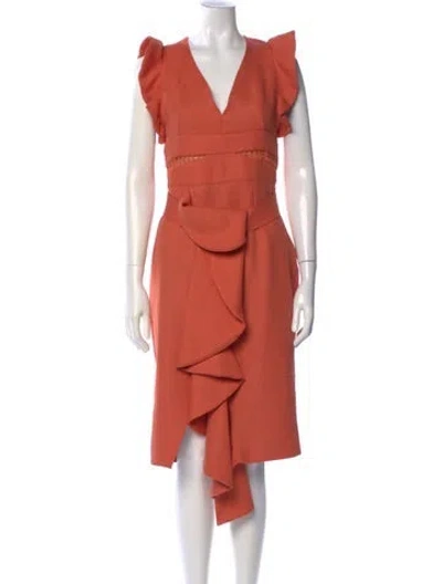 Pre-owned Patbo V-neck Knee-length Dress In Orange