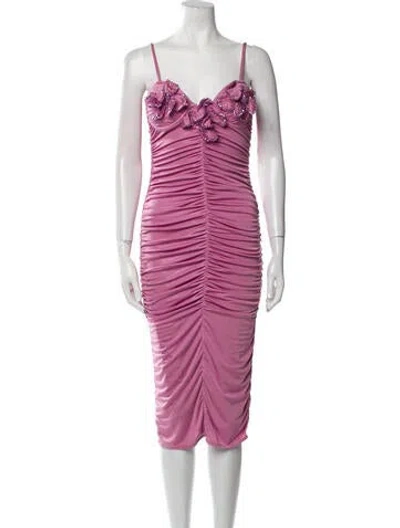 Pre-owned Patbo V-neck Knee-length Dress W/ Tags In Pink
