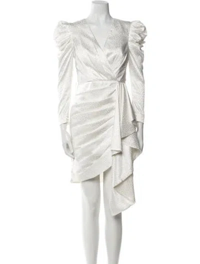 Pre-owned Patbo V-neck Knee-length Dress In White