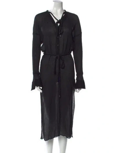 Pre-owned Patbo V-neck Long Dress In Black