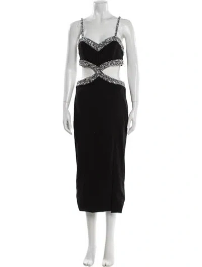 Pre-owned Patbo V-neck Long Dress In Black