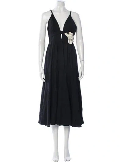 Pre-owned Patbo V-neck Long Dress In Black