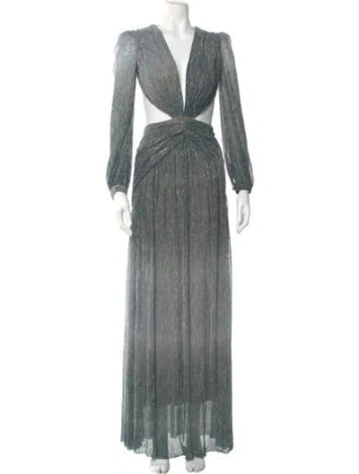 Pre-owned Patbo V-neck Long Dress In Blue