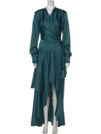 Pre-owned Patbo V-neck Long Dress In Blue